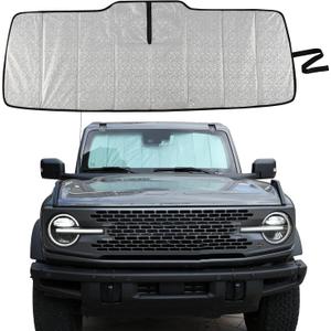Custom Fit Windshield Sun Shade Fit for Ford Bronco 2021-2025 Foldable Front Sunshade Interior Protector, Complete Light & UV Blocking