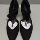 Coutgo Womens Low Kitten Heel Dress Shoes Pointed Toe Slip on Ankle Strap Cutout Elegant Party Wedding Pumps 8