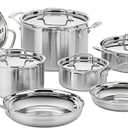 Cuisinart 12-Piece MultiClad Pro Triple Ply Stainless Stainless Steel Pots and Pans Set, Cookware Set Compatible with Induction, Electric, Gas Cooktops, Cool Grip Handles, Oven Safe to 500F, Silver