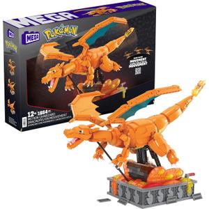 MEGA Pokmon Building Toys Set Motion Charizard with 1664 Pieces and Wing Movement, for Adult Collectors