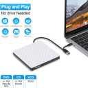 BENEWY External CD DVD Drive for Laptop, USB 3.0 USB C CD Burner DVD/CD ROM Drive Reader External DVD Drive DVD Player for Laptop Desktop PC Windows 11/10/8.1/7 MacBook Mac Linux OS Apple White