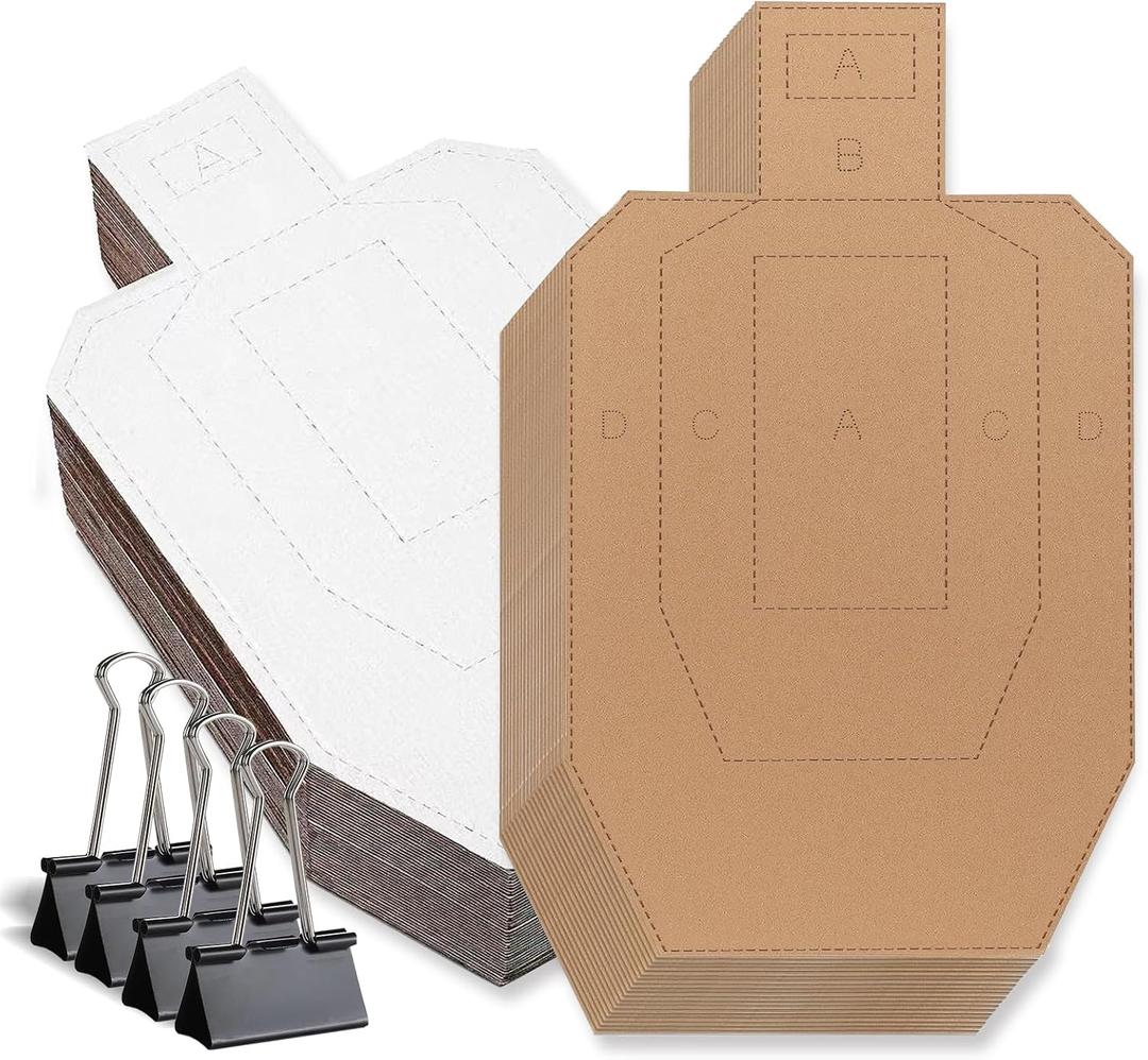 Shooting Targets 30x18 Inch Cardboard Targets with 4 Clips Heavy-Duty Corrugated for Pistol & Rifle Practice Pre-Marked Scoring Zones for Range & Training Use