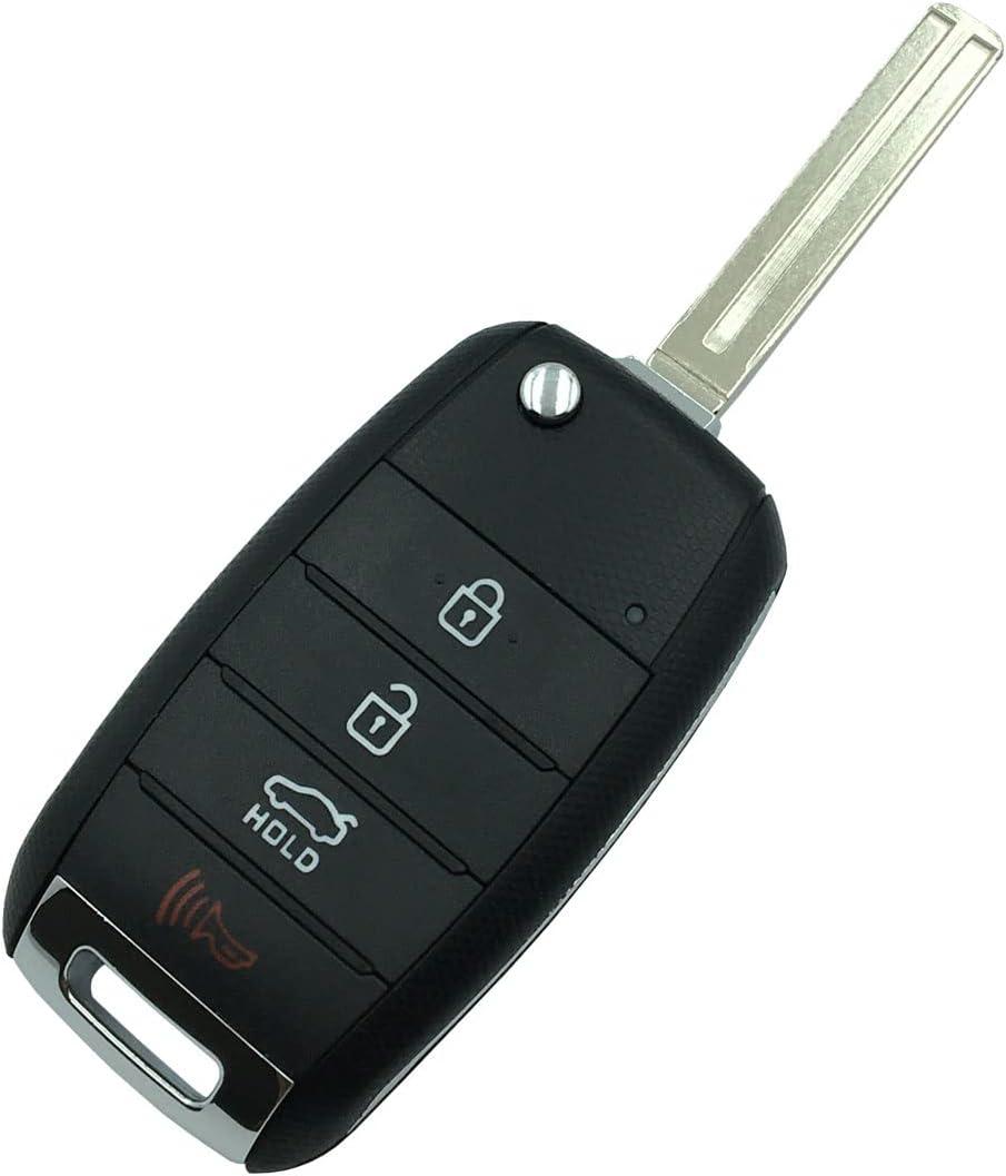 Replacement Key Fob Shell Case for Kia Soul Sorento Sportage Rio Forte Optima Carens Picanto 4 Buttons Keyless Entry Remote Car Key Fob Cover Casing with Uncut Blade Blank