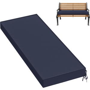 Premium Outdoor Bench Cushions for Patio Furniture 3.5inches Memory Foam Bench Cushion Waterproof Fade Resistant Porch Swing Cushions with Straps 48×18 Inch Navy Blue