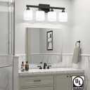 VOLISUN Matte Black Bathroom Light Fixtures, 4-Light Bathroom Vanity Lights Over Mirror, Modern Vanity Light for Bathrooms, Bathrooms Lights Fixtures Over Mirror with Milky White Frosted Glass Shades