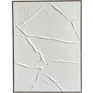 Colleen Karis Designs Large Framed Abstract Canvas Wall Art, All White Textured 30x40 Inches Modern Minimalist Wall Decor for Living Room, Bedroom, or Office, Ready to Hang