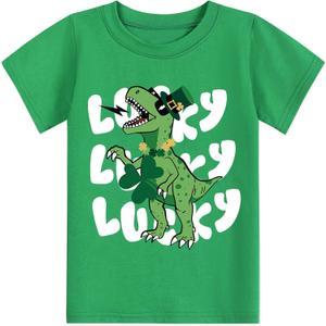 Toddler Boys Girls T-Shirt St. Patrick's Shirt Shamrock Irish Lucky Charm Tractor Tee Tops (Green, 6-7Y)