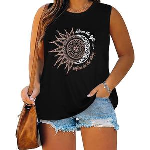 Plus Size Tops for Women Sleeveless Summer Tank Top Loose Fit Casual Tunics Shirts 2026 (Black)
