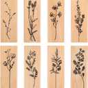 Rancco Rubber Stamps for Crafting, 8 Pcs Mounted Wood Stamps Vintage Plant Flower Decorative Ink Stamp Set for Art DIY Craft, Journal, Letters, Scrapbooking, Card Making, Valentine, 2.6x1x0.79inch