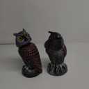 Hausse 2 Pack Fake Owl Decoys to Scare Birds Away, Rotating Head Plastic Owl Bird Deterrents, 10.6 Inch Height Bird Scarecrow Nature Enemy Horned Pest Repellent for Outdoor Garden Yard (Black)
