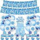Winter Wonderland Party Decorations Snowflake Happy Birthday Banner Cake Toppers Blue White Snowflake Balloons Winter Wonderland Boys Girls 1st Birthday Party Supplies