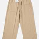 ANRABESS Women's Casual Wide Leg Pants with Elastic Waist and Pockets L