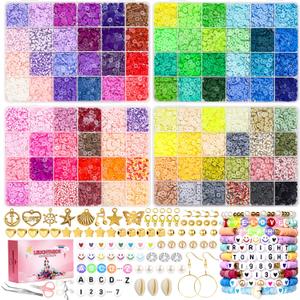 LEUCHTAMOR 15000PCS Clay Beads 96 Colors Friendship Bracelet Making Kit 4 Boxes Polymer Clay Beads Disc Clay Beads with Charms for Jewelry Making,Crafts Gifts