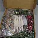 4 Set Christmas Wreath for Front Door with LED Candles 13'' Xmas Advent Window Wreaths with Light Cord and Remote Control Wall Garland for Party Decor Not Include Battery (Bow,Red)