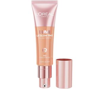 L'Oreal Paris Lumi Le Glow Skin Tint, Lightweight Water-Based Tinted Serum with Foundation-Like Coverage, Glow Illuminator, Cool 140, 0.85 Fl Oz
