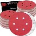 100 Pcs 6 inch Sanding Discs 180 Grit 6 Hole Hook and Loop Round Sandpaper for Random Orbital Sander