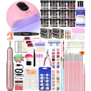 Acrylic Nail Art Kit-Nail Art Manicure Set Acrylic Powder Brush Glitter File French Tips U V Lamp Nail Art Decoration Tools Nail Drill Kit For Beginners with Everything At Home