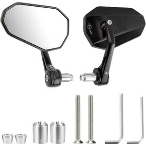 CICMOD Motorcycle Bar End Mirrors 7/8" Handlebar Rear View Side Mirrors Universal Fit for Scooter, ATV, Dirt Bike, Cruiser - 1 Pair