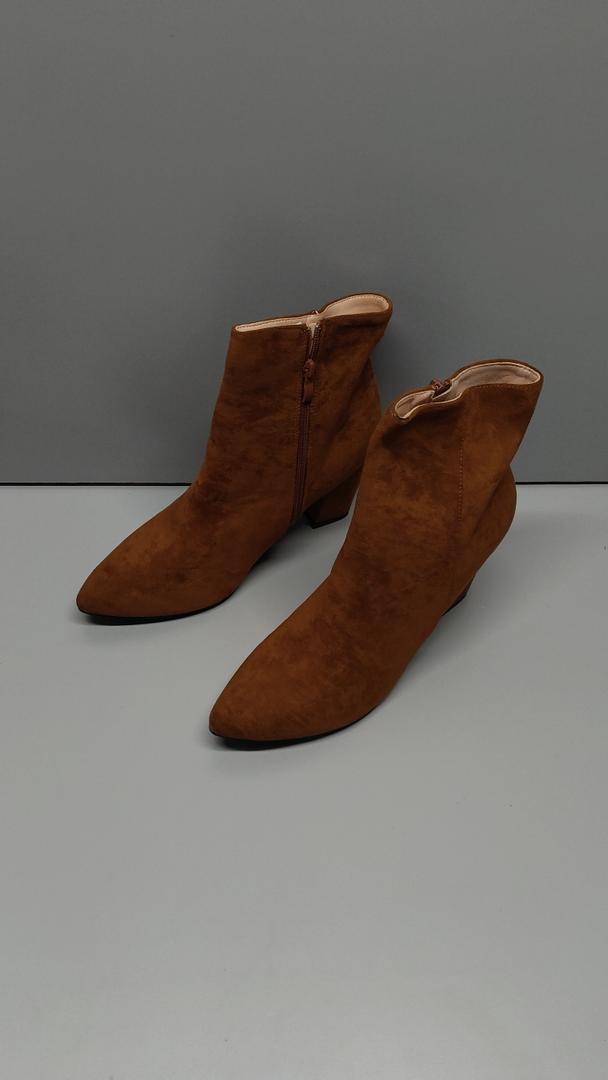 Jiu du Suede Ankle Boots for Women Chunky Block High Heel Booties Sexy Pointed Toe Side Zipper Disco Dressy Short GOGO Boots 43