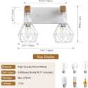 Farmhouse Vanity Light for Bathroom, 2-Light White Wood Bathroom Vanity Light Fixtures Over Mirror, Rustic Sconces Wall Lighting with Metal Lampshade for Living Room, Bedroom, Hallway