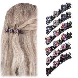 Braided Hair Clip Set - 6 Elegant Crystal & Rhinestone Hair Clips for Women & Girls - Lazy Braids for Dancing, Working, Wedding, Travel, Party