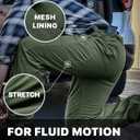 CQR Men's Utility Flex Cargo Pants, Classic-Fit Casual Stretch Work Pants, Water Resistant Lightweight Tactical Hiking Pants (Green)