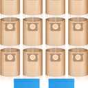 PACK 14(12+2) 19-3100 Shop Vac Bags for Stanley 5-6-8 Gallon Wet/Dry Vacuums Disposable Dust Bags Reusable Filter 19-1500 Combo,12 Pack Disposable Filter Bags and 2 Pack Reusable Filter Bags