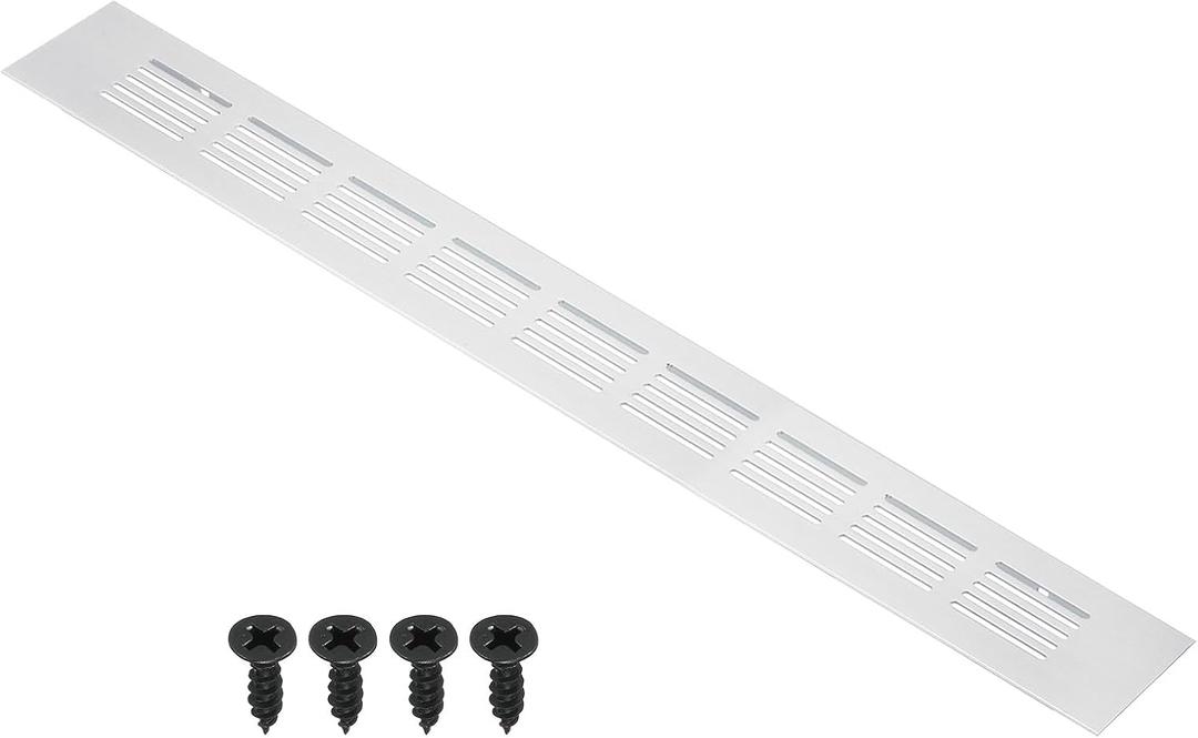 PATIKIL 16 x 2 Inch Door Air Vent Cover, Aluminum Grille Ventilation Cover Louvered with Mounting Screws for Cabinet Wardrobe Door, Silver Tone