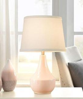 Table Lamp 18.63 Ceramic Lamp Classic Beside Lamps Nightstand Lamp Modern Bedside Lamp for Living Room, Bedroom & Office Rocker Switch, 
Pink-LED Bulbs Included