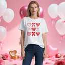 Valentines Shirt for Women Romantic Love Heart Bow T-Shirts Valentine Day Lover Tee Tops (White, L)