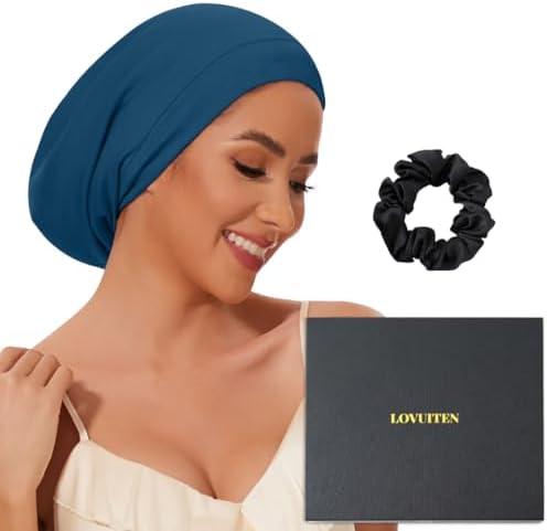 100% Mulberry Silk Bonnet for Sleeping Women Men, Real Silk Lined Sleep Cap with Adjustable Strap, Hair Wrap Slouchy Beanie for Curly Hair