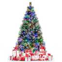 7 FT Pre-Lit Artificial Christmas Tree Hinged with Pine Needles 400 LED Lights