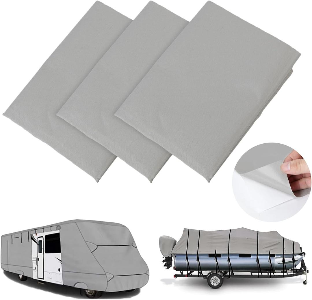 Tuszom 900D 3PCS (28.5" L*19" W) RV Cover Repair kit Waterproof Heavy Duty Self-Adhesive Canvas Patch Repair kit for Boat Cover RV Cover