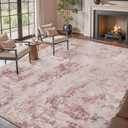 tchdio Area Rug 9x12 Rugs for Living Room- Abstract Soft Living Room Rug-Non Slip Carpet- Washable Light Pink Rug for Bedroom Dining Room Home Office