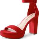 DREAM PAIRS Women's Platform Chunky High Heeled Sandals Open Toe Block Heels Ankle Strap Dress Shoes for Wedding Party Evening (6.5, Red)