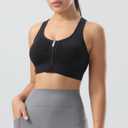 Zip Front Sports Bras for Women-Raceback Medium Support Padded Bra for Workout Yoga Gym Running, XL