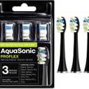 AquaSonic Genuine Proflex Replacement Brush Heads | ADA Accepted | for Whiter Teeth & Gum Care | Compatible with Many AquaSonic Toothbrush Handles (3 Pack Black)