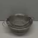 3 Pack 18/8 Stainless Steel Colander Sieves(5-Quart, 4-Quart and 3-Quart), Mesh Strainer Net Baskets with Handles & Resting Base for Strain, Drain, Rinse or Steam