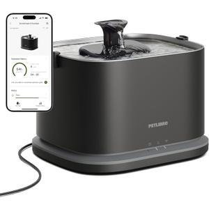 PETLIBRO Upgrade Cat Water Fountain Stainless Steel Tray, Dockstream 2 Cat Fountain Indoor, 3L/101oz Auto Cat Fountains for Drinking, App Monitoring Pet Water Fountain Dog, 5G WiFi Cat Water Dispenser (Black)