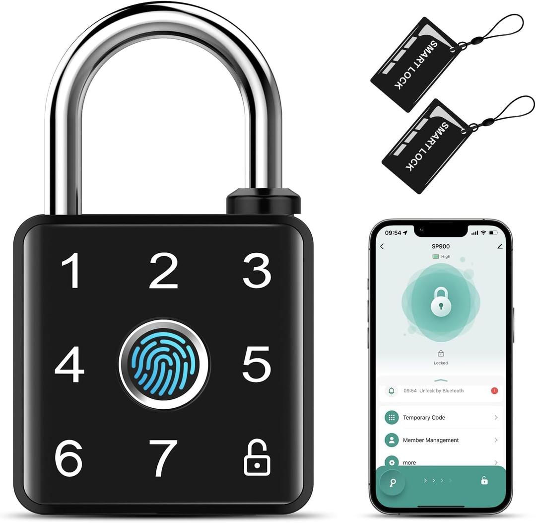 Lokko Gym Locker Lock, Fingerprint Smart Padlock Bluetooth RFID Keyless Biometric Lock for School Employee Locker, Toolbox