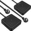 2 Pack Ultra Flat Plug Power Strip,Power Strips with Surge Protection-4 Widely Outlets,6 ft Flat Plug Extension Cord with 3 USB Ports(1 USB C Port),Slim Desk Charging Station,Black