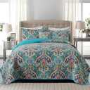 BEDIFANY Cotton Oversized King Size Quilt - Lightweight King Size Quilt Bedding Set for a Comfortable Sleep - Reversible Coverlet (108 * 118 in) with Boho Pattern, 3 Pieces