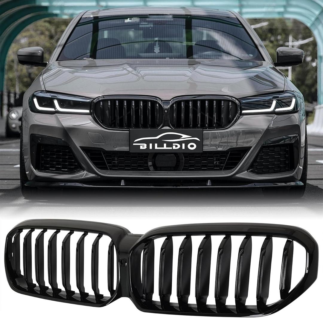 G30 Grille - Black Kidney Single slats Grill Compatible With BMW 5 Series G30 2021 2022 2023 530e 530i 540i M550i xDrive ABS Gloss Black Kidney Grill