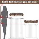 41" Extra Tall Cat Gate for Doorway, 54.8-57.4'' Metal Pet Baby Safe Gate, Extra Wide Pressure Mounted Child Door with Expansion Kit, No Drilling Cat Fence Indoor, No Climb Baby Proof Gate, White