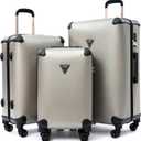 NZBZ Vintage Luggage Set, Retro Lightweight Leather Suitcase with Double Spinner Wheels, Large Capacity (Grey, 20inch & 24inch & 28inch)