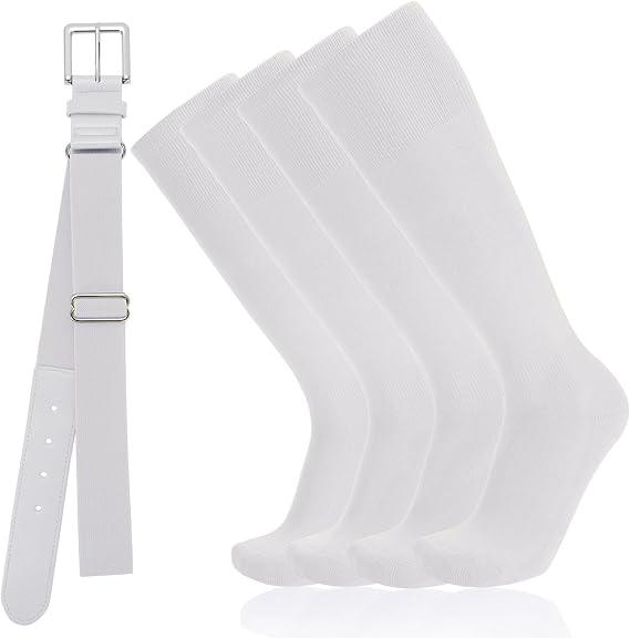 Baseball Socks and Belt Combo for Youth Adult - Softball Sock and Belt for Boys and Girls (2 Pairs of Socks & 1 Belt)