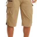 MAGCOMSEN Men's Workout Shorts 7 Pockets Quick Dry 3/4 Capri Pants Zipper Pockets Hiking Athletic Shorts (XL)