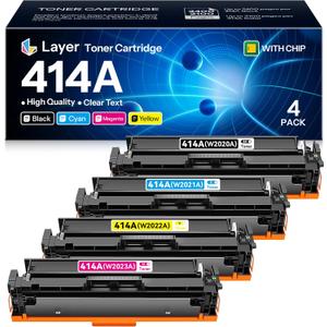414A Toner Cartridges(with Chip) Compatible 414A W2020A Replacement for HP 414A Color Pro MFP M479fdw M479fdn M454dw M454dn M479 M454 Toner Printer(4 Pack)