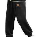 PLEPAN Mens Corduroy Pants Casual Cargo Joggers for Men Tapered Baggy Sweatpants Drawstring Elastic Waist Pants with Pockets (Small, Black)