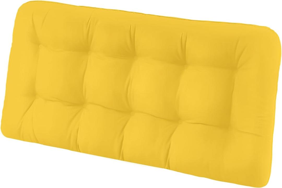 Tufted Bench Cushions for Outdoor Furniture, 48" x 18" Porch Swing Cushions Filled with Foam, Overstuffed Patio Cushions for Bench Loveseat with 2-3 Seats,Thick and Water Resistant, Yellow